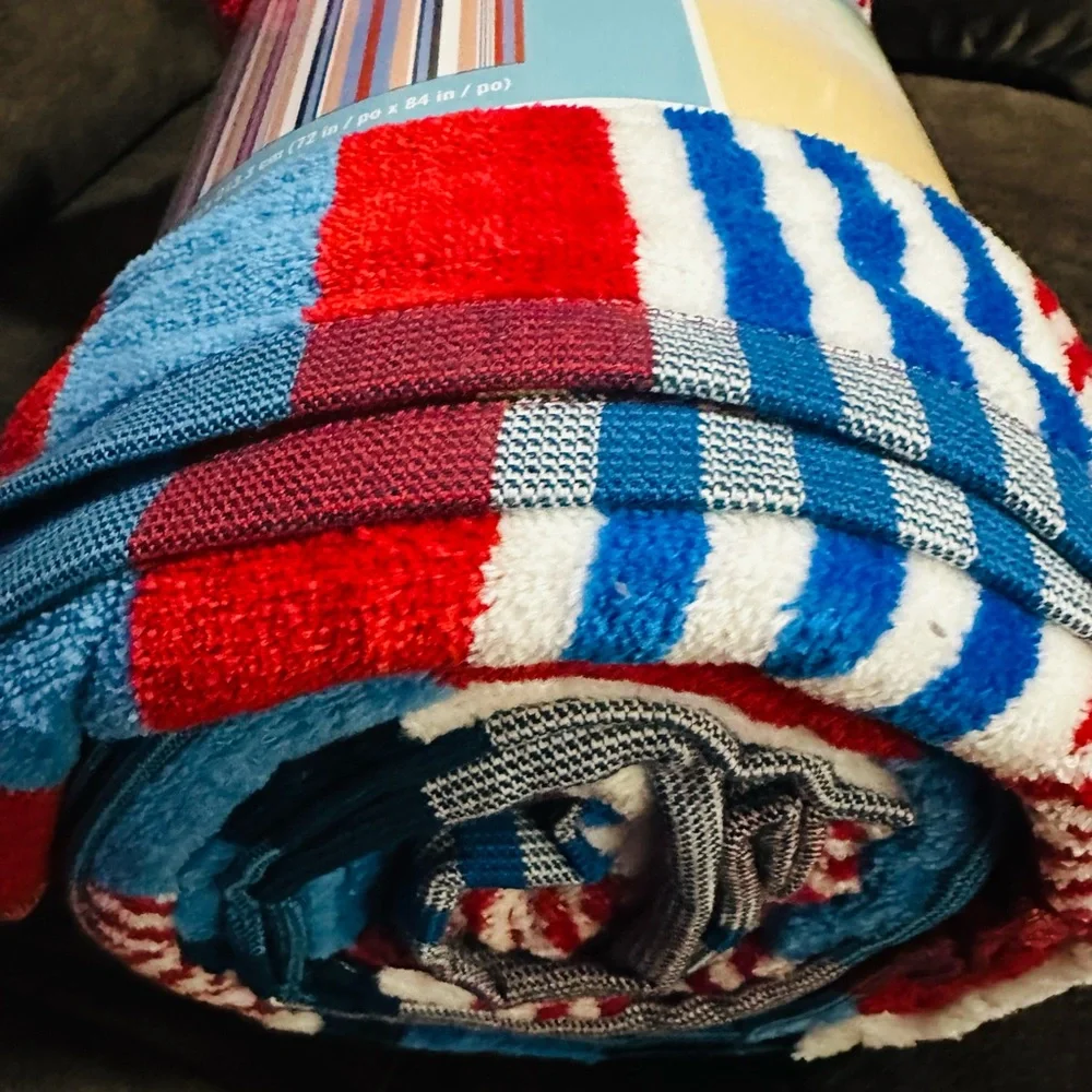 Huge Colorful Striped Design Beach Towel for Two (6ftx7ft)